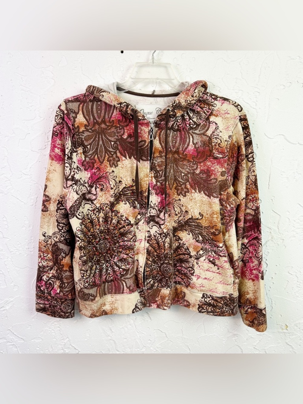 Vintage Brown Tan All Over Print Hoodie Size XL Whimsigoth